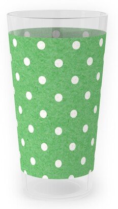 Outdoor Pint Glasses: Mottled Xmas Polkadots - Green Outdoor Pint Glass, Green