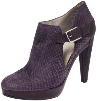 Purple Python Leather And Embossed Leather Platform Ankle Booties Size 40