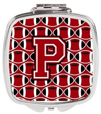 CJ1073-PSCM Letter P Football Red, Black & White Compact Mirror