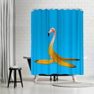 71 x 74 Shower Curtain, Flamingo Banana by Ali Gulec