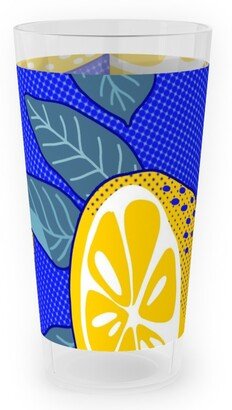 Outdoor Pint Glasses: Lemons Pop Art - Blue And Yellow Outdoor Pint Glass, Yellow