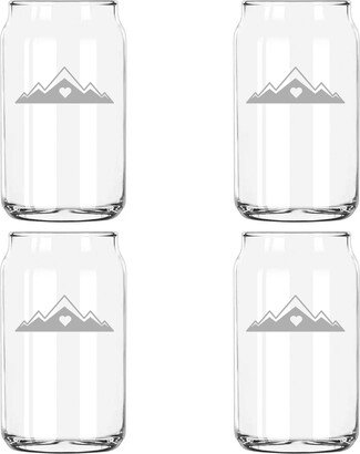 Heart Mountain Climbing Outdoors Camping Etched 5 Ounce Beer Can Taster Glass - Single Or 4 Pack