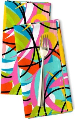 Graffiti Swirl Dinner Napkins | Set Of 2 - Mod & Modern By Mycouturemonde Colorful Retro Summer Groovy Cloth Spoonflower