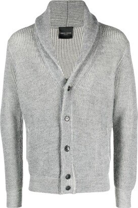 V-neck ribbed-knit cardigan-AH