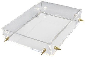 R16 HOME Lucite Large Gold Stud Tray