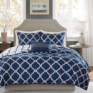 Cole Navy 4 Piece Reversible Quilt Set with Throw Pillow