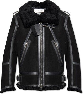 Long Sleeved Zipped Shearling Jacket