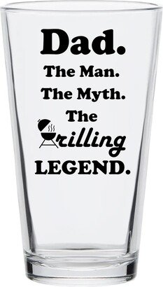 Dad. The Man. Myth. Grilling Legend Engraved Pint, Black Finish, Gift For Best Dad Ever Who Also Happens To Be At The Grill