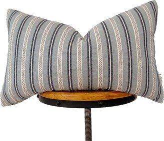 Chiangmai Cotton Pillow Cover, Blue & Cream Striped Modern Farmhouse Pillow, Lumbar Cover. 