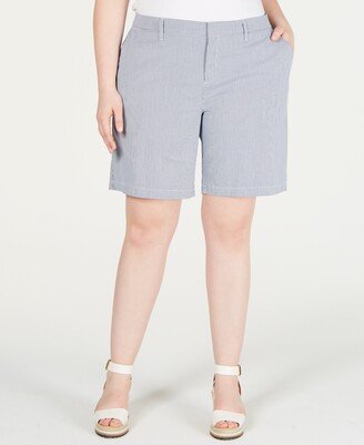 Plus Size Hollywood Chino Shorts, Created for Macy's - Blue/white
