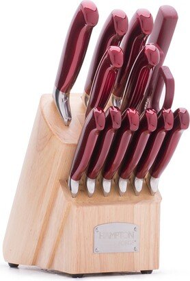 Argentum Red 14Pc Knife And Block Set