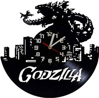 Godzilla Movie Vinyl Record Clock With Remote Control Led Lights, Creative Clock, Birthday Gift, Gift For Him, Home/Office Wall Decor