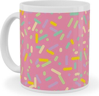 Mugs: Sprinkles - Pink Ceramic Mug, White, 11Oz, Pink