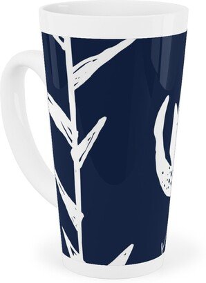 Mugs: Lily Stripe - Blue Tall Latte Mug, 17Oz, Blue