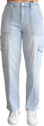 Crave Fame Juniors' High-Rise Heavy Stitch Cargo Jeans