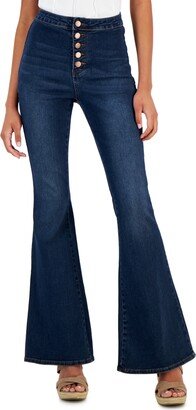 Juniors' High-Rise Button-Fly Flare Jeans
