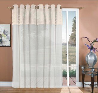 Geneva Pleated Grommet Patio Curtain Panel w/Wand 104W x 84L