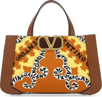 VLogo Plaque Graphic Printed Small Tote Bag