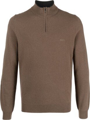 Zip-Up Virgin Wool Jumper-AA