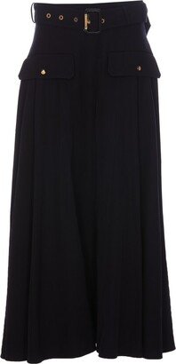 High Waist Belted Midi Skirt