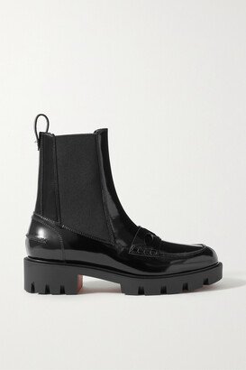 Montezu Lug Patent-leather Chelsea Boots - Black