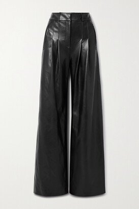 Rennert Pleated Faux Leather Wide-leg Pants - Black