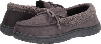 Men's Moccasin Slipper House Shoe with Indoor Outdoor Memory Foam Sole Fresh Iq Odor Protection (Grey Moc) Men's Slippers