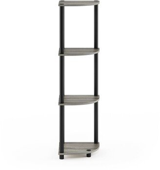 Turn-N-Tube 4-Tier Corner Display Rack Multipurpose Shelving Unit, Columbia Walnut/Black