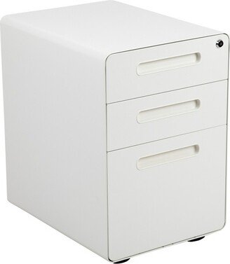 Ergonomic 3-Drawer Mobile Locking Filing Cabinet with Anti-Tilt Mechanism and Hanging Drawer for Legal & Letter Files, White