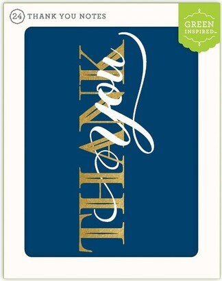 Green Inspired 24ct Thank You Cards Blue/Gold