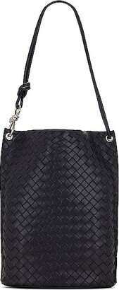 Medium Knot Hook Bucket Bag in Black