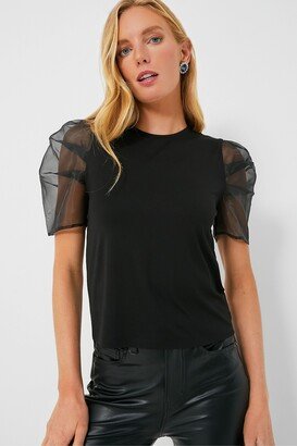 Hyacinth House Black Tulle Sleeve Darby Blouse