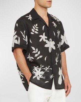 Men's Floral-Print Cotton Camp Shirt