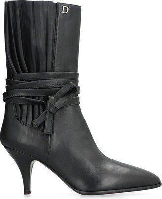 Logo-Plaque Self-Tie Ankle Boots