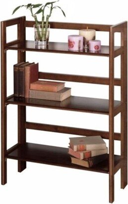 3-Shelf Stackable Folding Bookcase in Distressed Walnut Finish - 38.5 H x 27.8 W x 11.5 D
