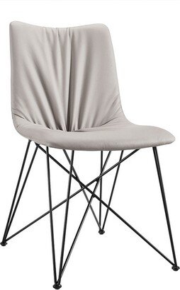 Leatherette Contoured Dining Chair with Interconnected Legs, Set of 2, Gray