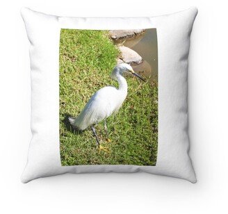 White Heron Pillow - Throw Custom Cover Gift Idea Room Decor