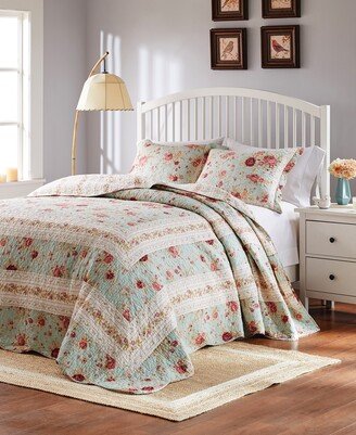 Antique-Like Rose 100% Cotton Traditional 3 Piece Bedspread Set, King/California King