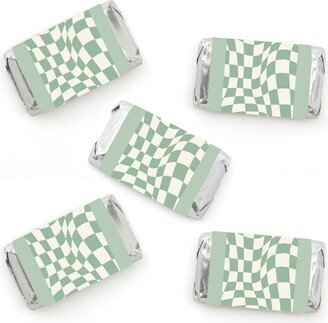 Big Dot Of Happiness Sage Green Checkered Party Mini Candy Bar Wrapper Stickers Small Favors 40 Ct