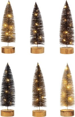 LED Pre-Lit Glitter Bottle Brush Tree Brown Assorted