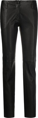 Slim-Cut Leather Trousers-AE