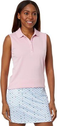 Sleeveless Essential Solid Knit Polo (Pink Nectar) Women's Clothing