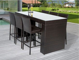 Barbados Bar Table Set Barstools 7 Piece Outdoor Patio Furniture