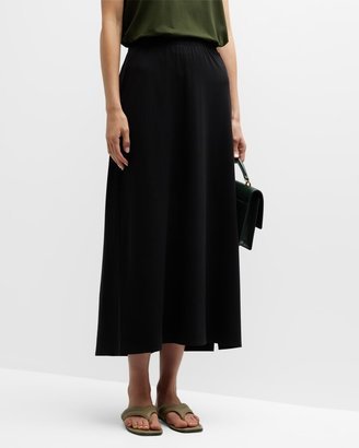 Side-Slit Straight Jersey Midi Skirt