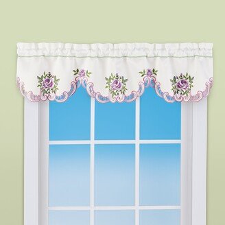 Collections Etc Embroidered Roses & Scrolling Design Cutwork Window Valance - 7.130 x 6.000 x 1.000