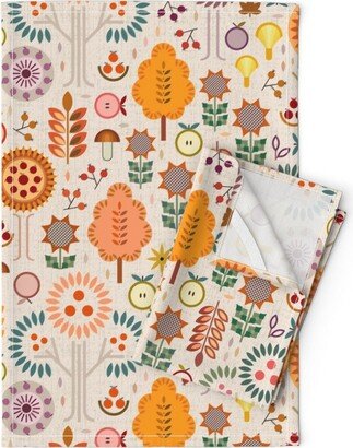 Scandi Autumn Tea Towels | Set Of 2 - Harvest By Dinasnaturalavenue Geometric Plum Linen Cotton Spoonflower