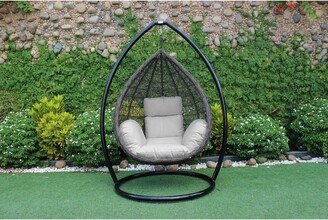 Wicker Outdoor Egg Chair with Stand Hanging Basket Chair Hammock Chair Swing