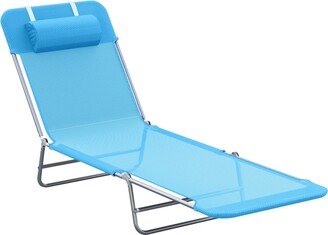 Outdoor Folding Chaise Lounge Sun Recliner Beach Patio Lightweight Chair with Sturdy Durable Frame, Blue - Blue sliver