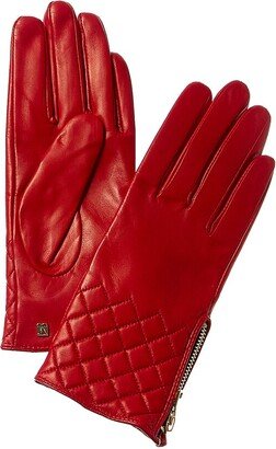 Diamond Quilted Cashmere-Lined Leather Gloves