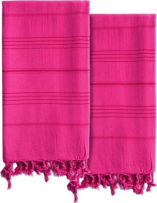 2pc Turkish Cotton Summer Fun Pestemal Beach Towel Pink